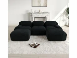 Hot Sofá angular 3 plazas modular - de Pana - con 3 cojines y 2 otomanas - 298x178x75cm - Sofás Club