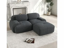 New DripeX Sofá angular 2 plazas modular - de Pana - con 2 cojines y otomana - ergonómico - 208x178x75cm - Gris
