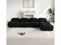 DripeX Sofá angular 4 plazas modular - de Pana - con 4 cojines y otomana - 388x178x75cm -