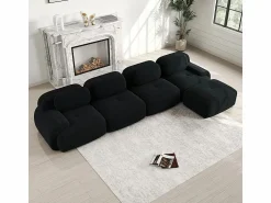 DripeX Sofá angular 4 plazas modular - de Pana - con 4 cojines y otomana - 388x178x75cm -