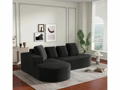 DripeX Sofá angular izquierdo de Pana de canalé grueso con 4 cojines - 265x67x40,5cm -