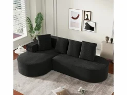 DripeX Sofá angular izquierdo de Pana de canalé grueso con 4 cojines - 265x67x40,5cm -