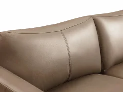 Vente-unique Sofá BATUCO de 3 plazas en piel marrón con ribete beige