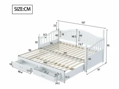 Merax Sofá cama - 90/180 x 190 cm - 2 cajones - madera de pino + contrachapado + MDF -