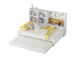 Hot Merax Sofá cama - 90 x 200 cm - múltiples espacios de almacenamiento - con puerto USB y tablero de dibujo - Panel - Blanco