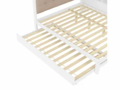 ModernLuxe Sofá cama 140×200 cm - con cama nido - con tira LED luminosa - con puerto USB - (colchón no incluido) Blanco