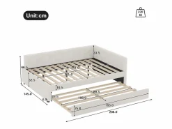 Best Sofá cama 140×200 cm - con cama nido - con puerto USB + Type-C - (sin colchón) Cama Nido