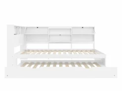 Best Sofá cama 90×200 cm - con USB + Type-C - con almacenamiento - con cama nido - (colchón no incluido) Cama Diván