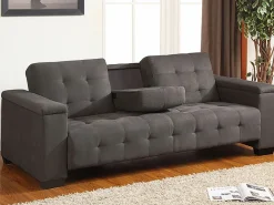 Outlet Vente-unique Sofá cama 3 plazas clic-clac de microfibra DEVONSHIRE Gris