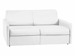 Sale Sofá cama 3 plazas de piel sintética blanca - Colchón de espuma 18 cm - CALIFE Sofás De Piel Sintética