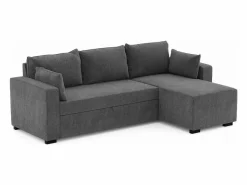 Hot Sofá Cama 3 Plazas Oscuro - Chaise Longue Reversible Lado Derecho/Izquierdo (233 x 140 x 69 cm) - LEAH Sofá De Tela|Sofá Cama