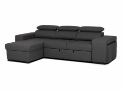 Sofá Cama 3 Plazas con Chaise Longue Reversible Lado Derecho/Izquierdo - Reposacabezas Ajustables - 2 Pufs (263 x 127 x 96 cm) - JOHN