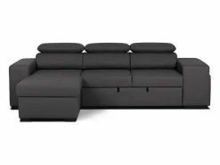Sofá Cama 3 Plazas con Chaise Longue Reversible Lado Derecho/Izquierdo - Reposacabezas Ajustables - 2 Pufs (263 x 127 x 96 cm) - JOHN
