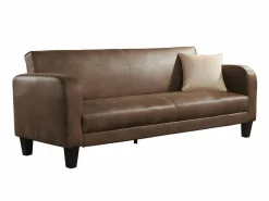 Discount Vente-unique Sofá cama 3 plazas tela aspecto vintage marrón INICIO Marru00f3n
