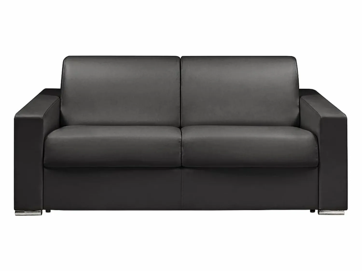 Discount Vente-unique Sofá cama 3 plazas tipo italiano piel sintética negra colchón 16 cm - CALITO Negro