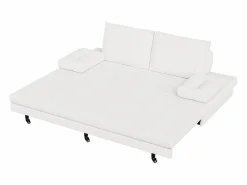 Discount Sofá cama 90 x 200 cm, cama nido con malla, cama doble extensible multifuncional 2 en 1, sofá cama de 2 plazas, lino Blanco