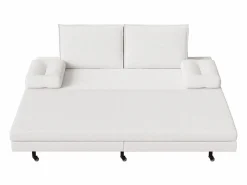 Discount Sofá cama 90 x 200 cm, cama nido con malla, cama doble extensible multifuncional 2 en 1, sofá cama de 2 plazas, lino Blanco