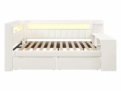 ModernLuxe Sofá cama acolchado 140x200 cm - con puertos USB y LED - con escritorio y 2 cajones - (sin colchón)