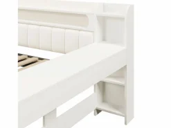ModernLuxe Sofá cama acolchado 140x200 cm - con puertos USB y LED - con escritorio y 2 cajones - (sin colchón)
