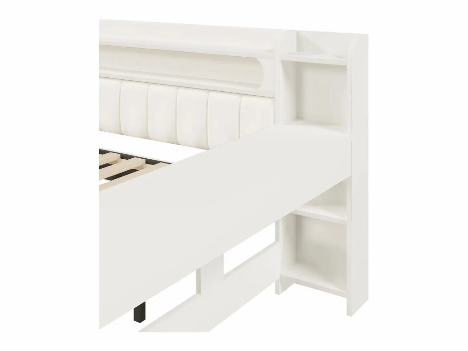 Discount Sofá cama acolchado 140x200 cm - con puertos USB y LED - con cama nido y escritorio - (sin colchón) Cama Diván