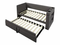 ModernLuxe Sofá cama acolchonado 90x190 cm - con cama extensible 90x190 cm - con puertos USB y Type-C - con portavasos - (sin colchón)