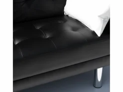 Hot Modus Sofa Sofá cama biplaza de cuero artificial con reposabrazos y cojines Agata Pronto Letto - Negro