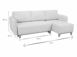 Outlet Sofá cama chaise longue reversible 3-4 plazas de tejido efecto aterciopelado texturizado y madera clara ROMANE Sofá - 4 Plazas|Sofá De Tela