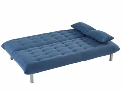Hot Vente-unique Sofá cama clic-clac 3 plazas de tela color HORNET Azul