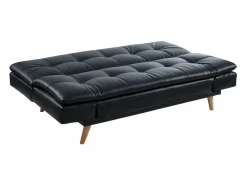 Vente-unique Sofá cama clic-clac 3 plazas piel sintética negra ZARINA