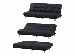 Clearance SENHO Sofá cama clic-clac de 3 plazas estilo retro setentero con acabado en PU - MELLOW Negro