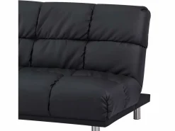 Clearance SENHO Sofá cama clic-clac de 3 plazas estilo retro setentero con acabado en PU - MELLOW Negro
