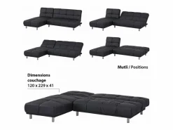 SENHO Sofá cama clic-clac de 2 plazas con chaise longue reversible en PU - MELLOW