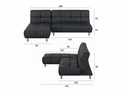 SENHO Sofá cama clic-clac de 2 plazas con chaise longue reversible en PU - MELLOW