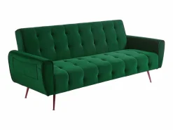 Hot Vente-unique Sofá cama clic-clac de 3 plazas de terciopelo verde POLANI Verde pino