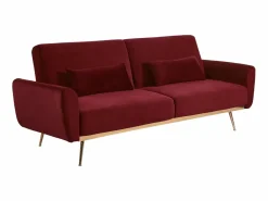 Sale Vente-unique Sofá cama clic-clac de 3 plazas de terciopelo rojo LAUNEI Granate