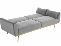 Outlet Vente-unique Sofá cama clic-clac de 3 plazas de terciopelo gris LAUNEI Gris claro