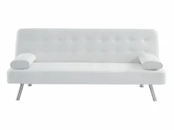 Vente-unique Sofá cama clic-clac de piel sintética MICHELLE Blanco