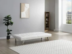Hot Vente-unique Sofá cama clic-clac de piel sintética GUILLAUME Blanco