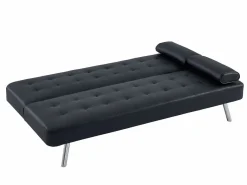 Sale Vente-unique Sofá cama clic-clac de piel sintética MICHELLE Negro