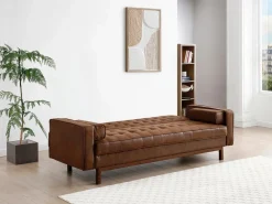 New Vente-unique Sofá cama clic-clac de tela en marrón vintage ELEANOR Marru00f3n