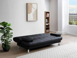 Vente-unique Sofá cama clic-clac piel sintética color MAXIME Negro