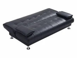 Vente-unique Sofá cama clic-clac piel sintética color MAXIME Negro