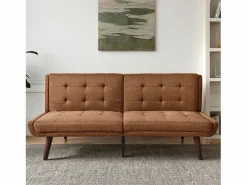 Sofá cama compacto moderno multifunción ideal para salón tapizado lino marrón