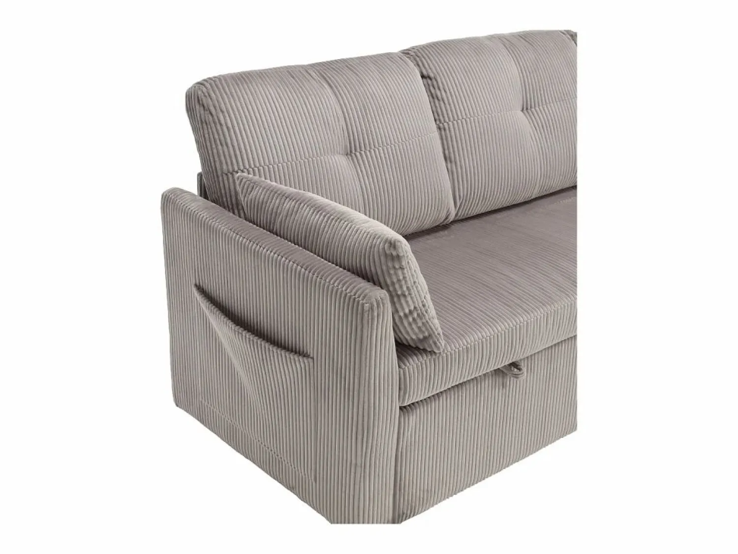 Clearance Sofá cama con chaiselongue intercambiable y bolsillos laterales cojines incluidos diseño moderno pana para salón(Sin colchón) Gris claro