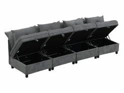 Clearance Sofá cama con chaiselongue intercambiable y bolsillos laterales cojines incluidos diseño moderno pana para salón(Sin colchón) Gris claro