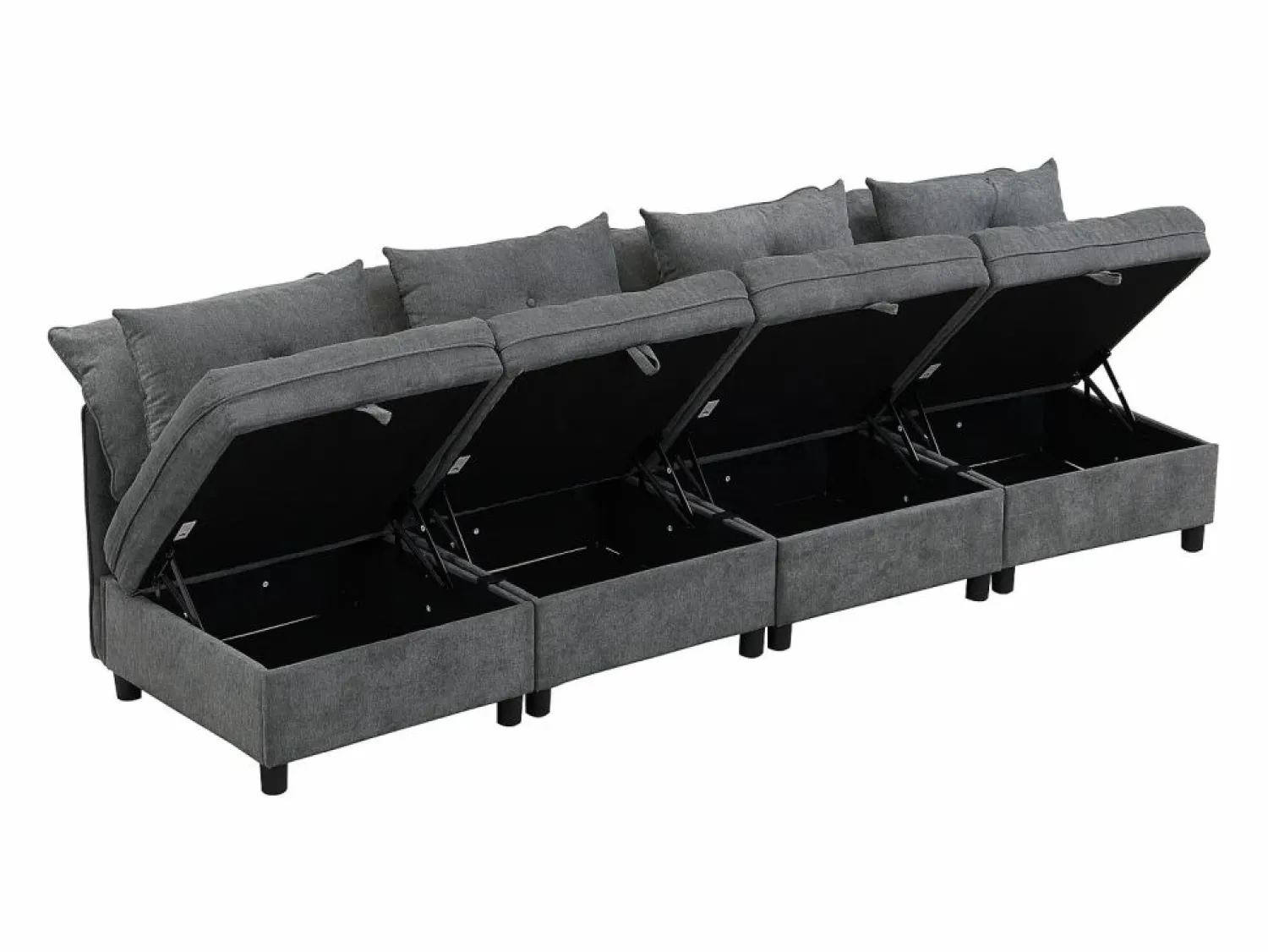 Clearance Sofá cama con chaiselongue intercambiable y bolsillos laterales cojines incluidos diseño moderno pana para salón(Sin colchón) Gris claro