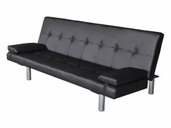Hot Sofá cama con dos cojines cuero artificial ajustable Sofás De Piel Sintética