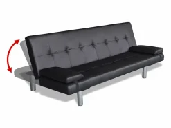 Hot Sofá cama con dos cojines cuero artificial ajustable Sofás De Piel Sintética