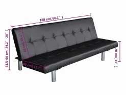 Hot Sofá cama con dos cojines cuero artificial ajustable Sofás De Piel Sintética
