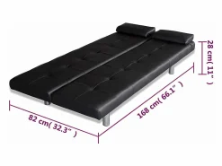 Hot Sofá cama con dos cojines cuero artificial ajustable Sofás De Piel Sintética